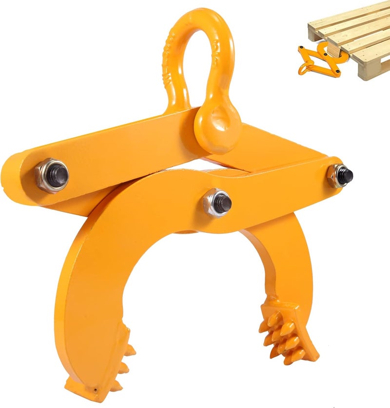 a.bst Pallet Puller Clamp 1T/2204LBS Pallet Jack Puller Steel Single Scissor Hook Puller, 5 Inch Jaw Opening Pallet Grabber Heavy Duty Forklift Material Handling Stump Puller Pulling Hoisting Wood-Yellow - Image 1